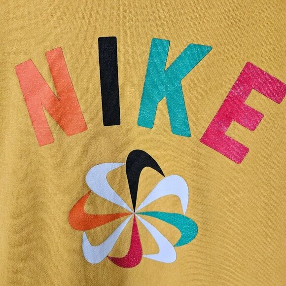 Nike Sweatshirt Evolution of the Swish Pinwheel Logo Yellow Long Sleeve Hooded M - Picture 7 of 16